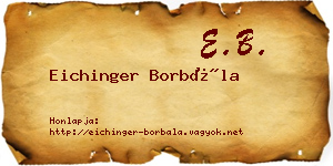 Eichinger Borbála névjegykártya